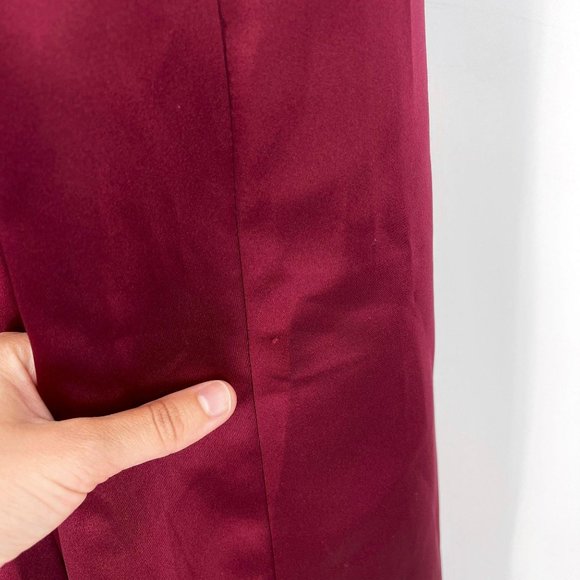 Vintage 90s Oleg Cassini Maroon Satin Formal Gown - Picture 9 of 10
